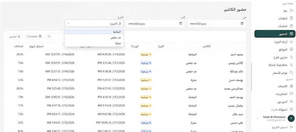 لوحة تحكم نظام وصلة ERP